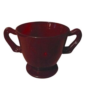 Antique Royal Ruby Red Vintage Glass Sugar Bowl 30s 50s MCM Cafecore Mini Vase
